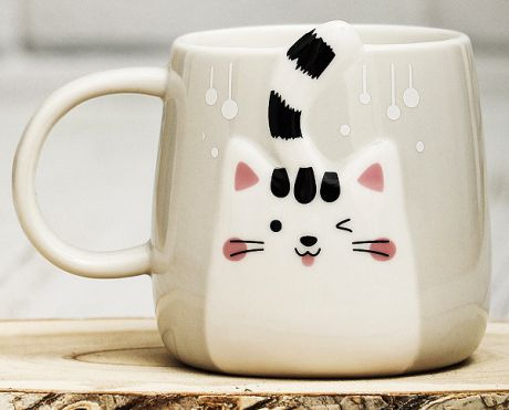 Кружка Котик Хвостик (серая)