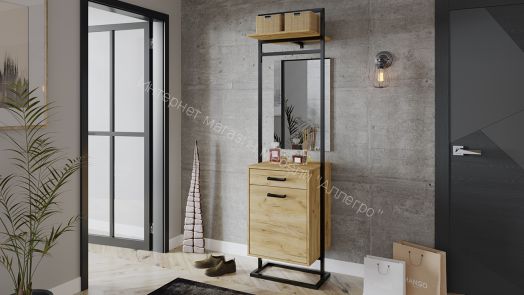 Вешалка комбинированная «Лофт» тип 1 (Черный/Дуб крафт золотой)