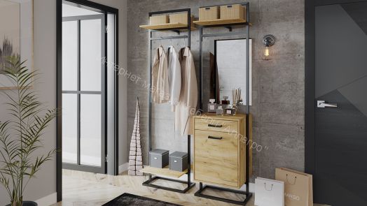 Набор мебели «Лофт» №5 (Черный/Дуб крафт золотой)