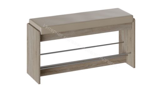 Тумба для обуви «Тайм» тип 2 (Дуб Сонома трюфель/Кожзам бежевый)