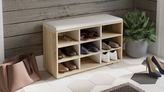 Тумба для обуви Тип 10 (Дуб Сонома/Белый ясень)