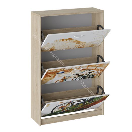 Тумба для обуви Т1 исп. 2 (Дуб сонома/Белый (с РИСУНКОМ))