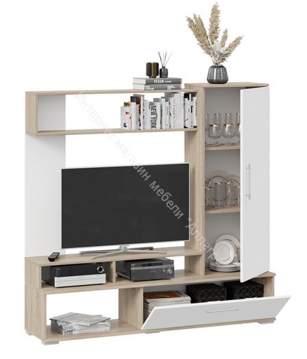 Стенка «Сиена» Дуб сонома/Белый ясень