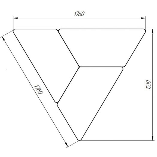 TR-004g-3 Стол Трапеция "Точка Роста" (комплект Треугольник) ЛДСП светло-серый/Кромка красный