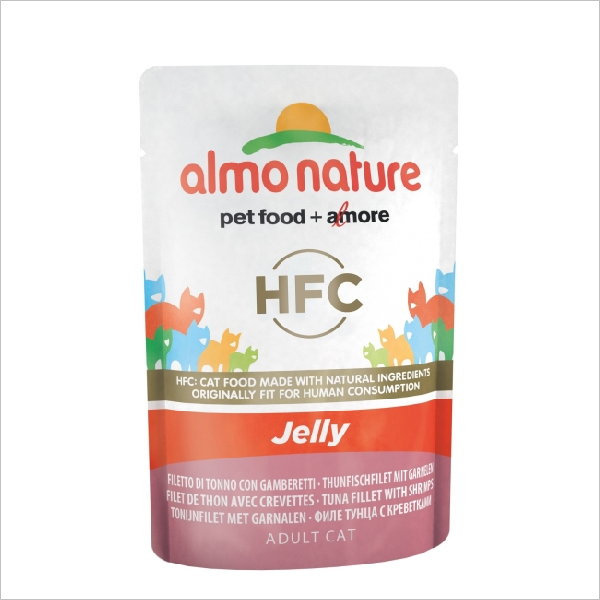 Влажный корм для кошек Almo Nature кусочки в желе с туном и креветками