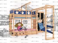 Кровать двухъярусная c горкой Fantasy №KV