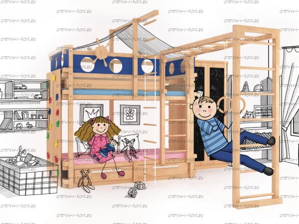 Кровать двухъярусная c горкой Fantasy №KV