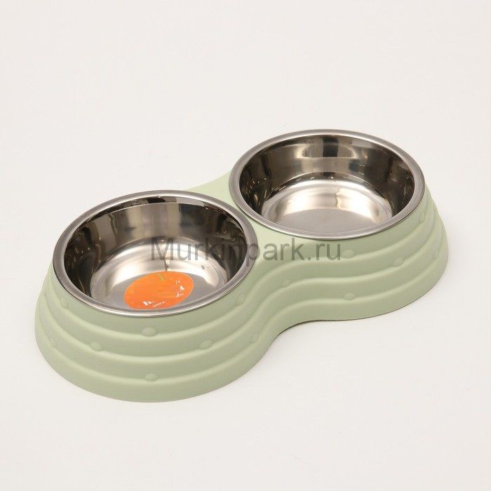 Миска металлическая2 двойная на пластиковом основании, 25 х 14 х 5 см, микс
