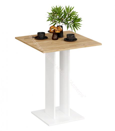 Стол обеденный «Анкона» Тип 1 650х650 Белый/Дуб Крафт золотой