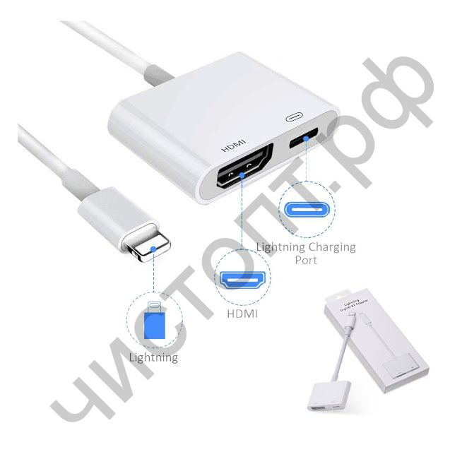 Переходник штекер Lightning - гнездо HDMI/Lightning 15 см OT-AVW53