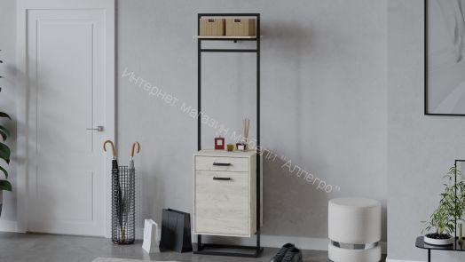 Вешалка комбинированная «Лофт» тип 1 (Черный/Дуб крафт белый)