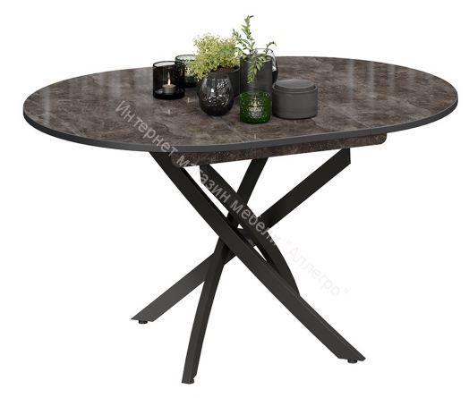 Стол обеденный «Diamond» Тип 3 (Черный муар/Ателье темный глянец)