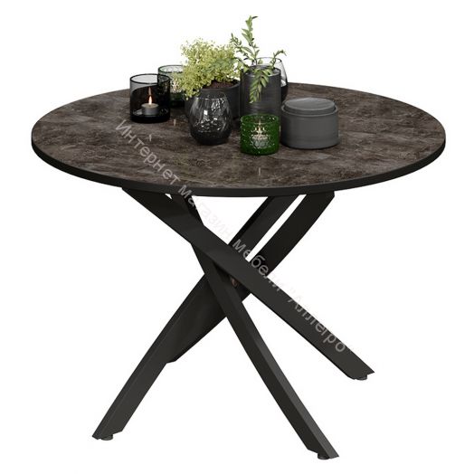 Стол обеденный «Diamond» Тип 2 (Черный муар/Ателье темный глянец)