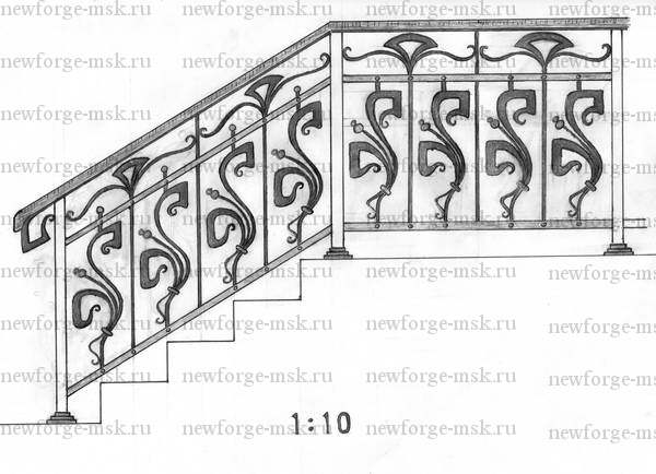 Эскиз: Кованое ограждение для лестницы 1 (эскиз)