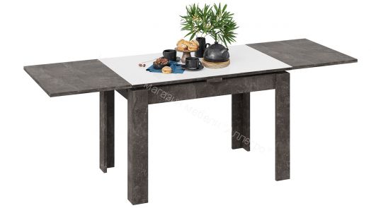 Стол обеденный «Норман» тип 1 (Ателье темный/Стекло белый глянец)