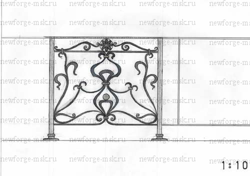 Кованое ограждение балкона 3 (эскиз)