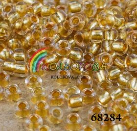 Бисер чешский 68284 прозрачный золотая линия внутри Preciosa 1 сорт