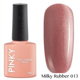 Каучуковая база PINKY Milky Rubber Base 013 10мл. (лилово-бежевый насыщенный с голографическим и золотым микрошиммером)