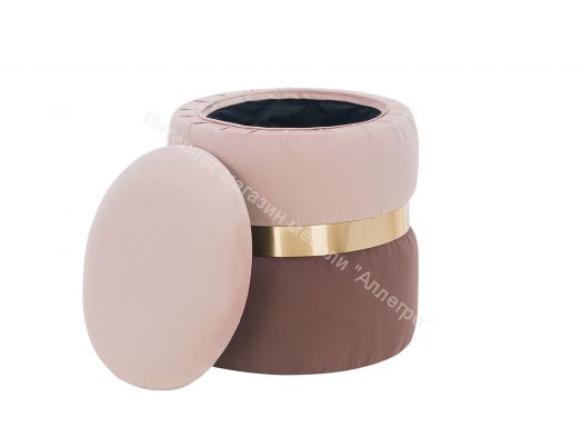 Пуф Leset Голди V37/36 велюр бежево-розовый/коричневый