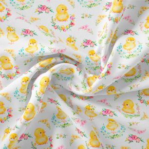 Хлопок - Весенние цыплята на белом 50х37 см limit