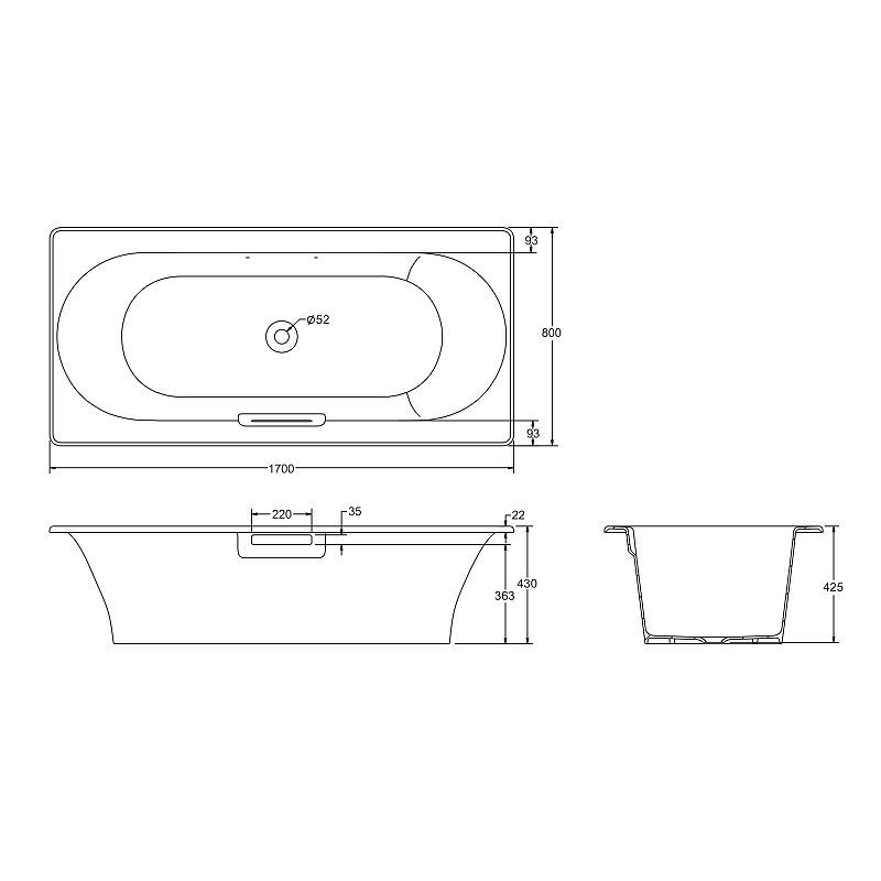 Прямоугольная ванна Jacob Delafon Volute 170x80 E6D901-0 ФОТО