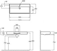 Раковина Jacob Delafon Vivienne 100x46 EXBJ112-00 накладного типа схема 5