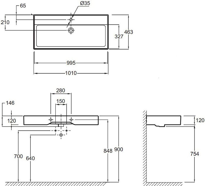 Раковина Jacob Delafon Vivienne 100x46 EXBJ112-00 накладного типа схема 5