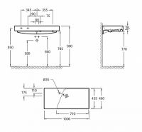 Раковина подвесная Jacob Delafon Rythmik 100x46 EXN112-Z-00 схема 5