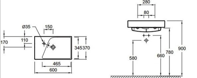 Раковина Jacob Delafon Rythmik 60х37 XR112K-00 схема 4