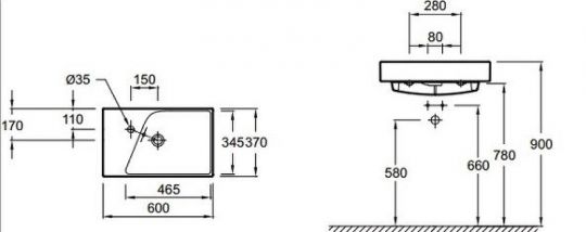 Раковина Jacob Delafon Rythmik 60х37 XR112K-00 ФОТО