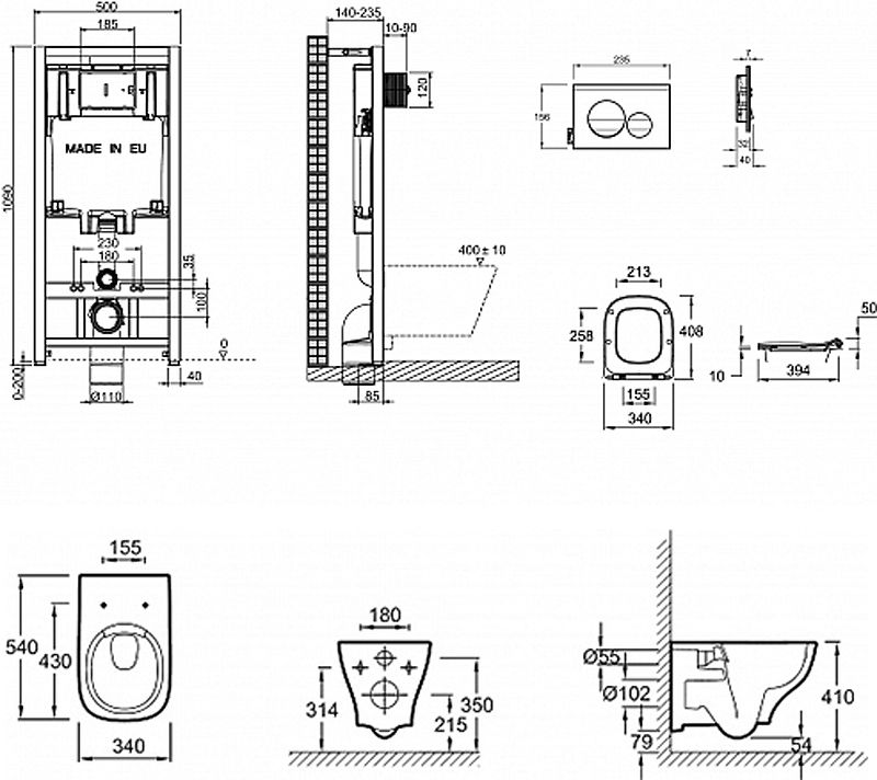 Унитаз с сиденьем и интсалляцией Jacob Delafon Struktura E21750RU-00 ФОТО