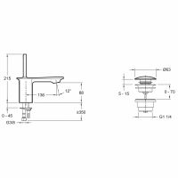 Смеситель для раковины Jacob Delafon Stance E1476 схема 7