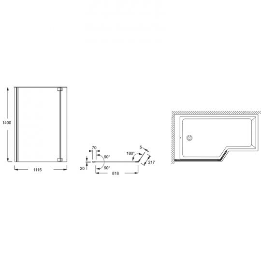 Шторка на ванну Jacob Delafon Bain Douche Neo 112x140 E4930-GA профиль Хром стекло прозрачное ФОТО