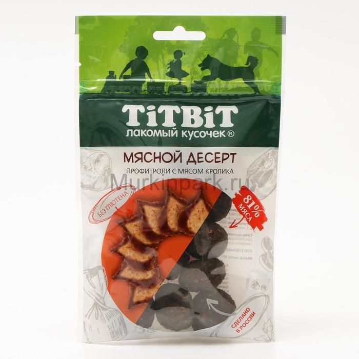 Лакомство TiTBiT "Мясной десерт" для собак, профитроли, кролик, 85 г