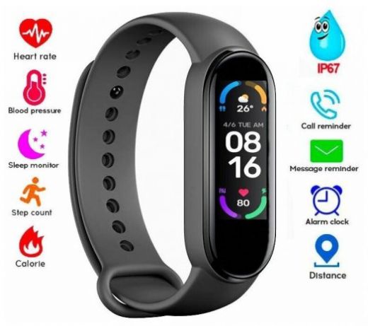 Фитнес браслет Smart Band 6 (для спортсменов, фитнеса, бега, тренировок), черный