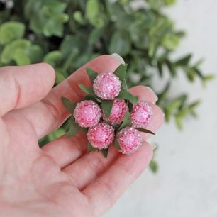 Веточка с розовыми ягодами, 12 см.