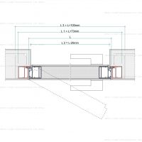 Схема скрытой двери с полотном 50 мм Открывание наружу