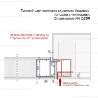 Монтажный узел полотно 50 мм открывание от себя, подготовка для скрытого плинтуса