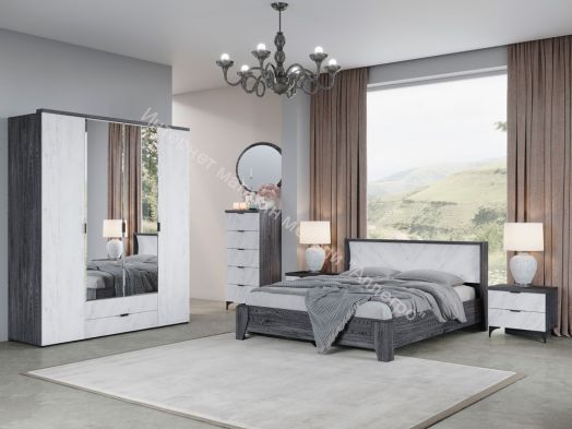 Комод "Шаде" КМ 2904 (Чёрный ясень/Санторини белый)