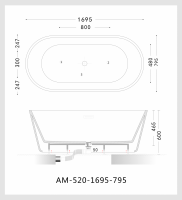 Ванна из литьевого акрила ARTMAX AM-520-1695-795 схема 5