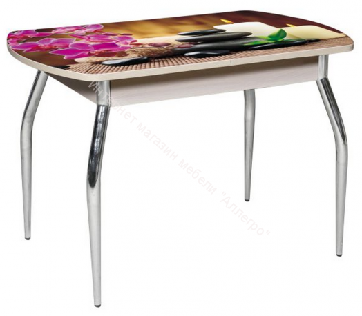 Стол раздвижной "Грация" (Беленый дуб/Фотопечать Релакс)