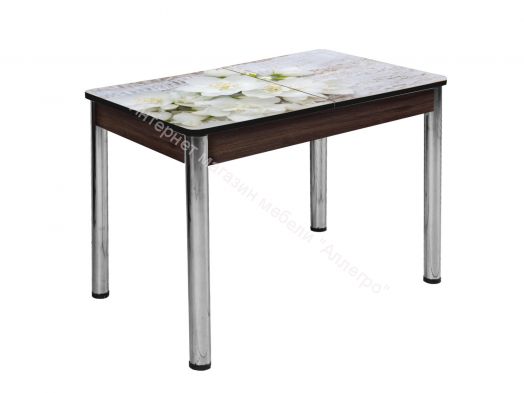 Стол раздвижной "Триумф" (1,17м), (1,35м) опоры круглые хром фотопечать арт.443439742