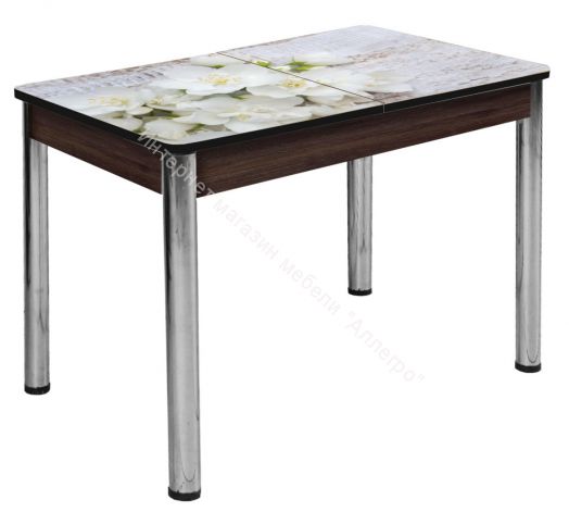 Стол раздвижной "Триумф" (1,17м), (1,35м) опоры круглые хром фотопечать арт.443439742