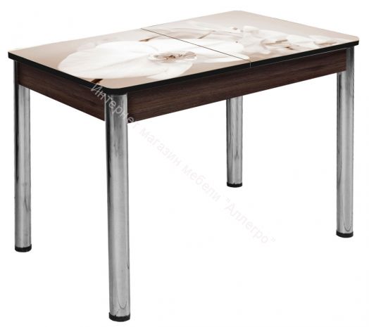 Стол раздвижной "Триумф" (1,17м), (1,35м) опоры круглые хром фотопечать арт.236743954