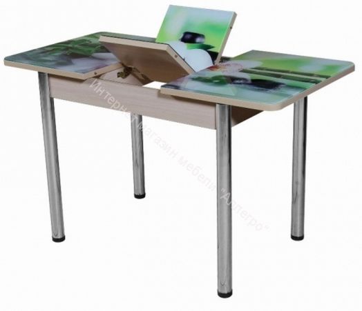 Стол раздвижной "Триумф" (1,17м), (1,35м) опоры круглые хром фотопечать арт.236743954