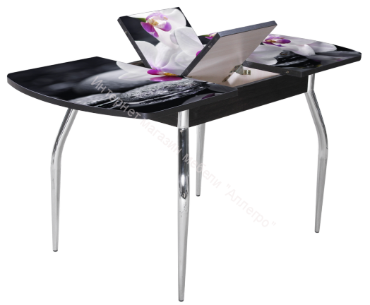 Стол раздвижной со стеклом "Грация" (1,45) Венге/Фотопечать Орхидея белая R 041