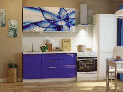 Кухонный гарнитур Риал 1500 абстракция-синий