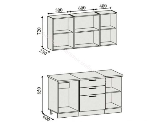 Кухонный гарнитур Риал 1500 абстракция-синий