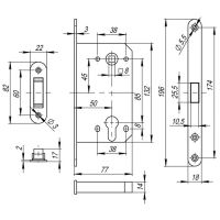 Замок Fuaro под цилиндр  M85C-50 схема