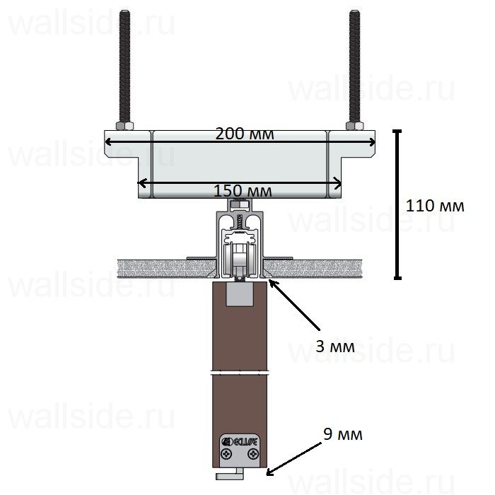 Eclisse Ceiling Track - для 1 двери